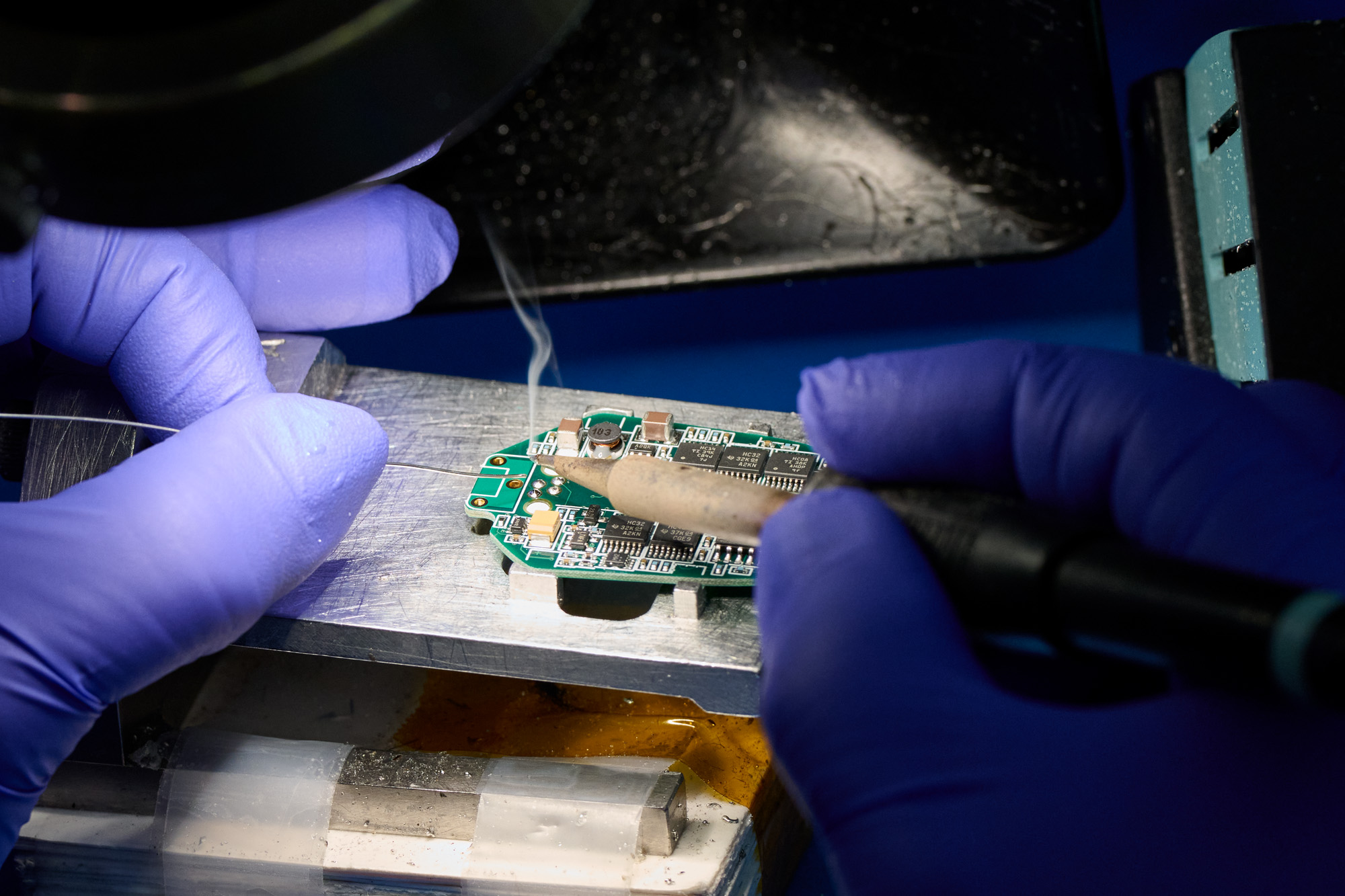 EM Sensors being soldered